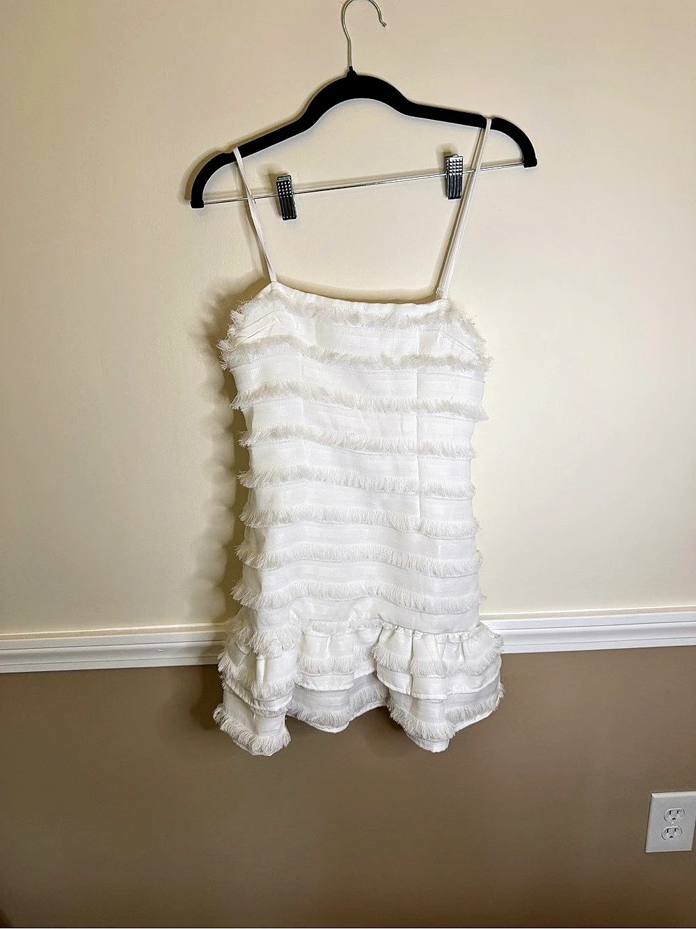 Princess Polly White Ruffle Mini Dress Size 0 Like New